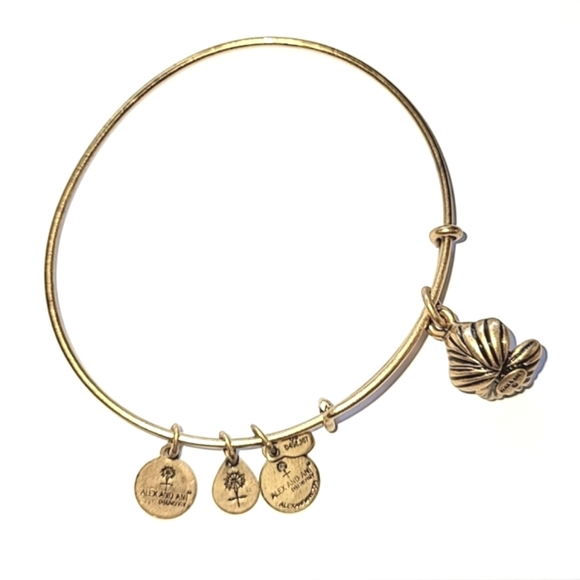 ALEX AND ANI OYSTER SHELL & PEARL BANGLE BRACELET - Picture 4 of 7